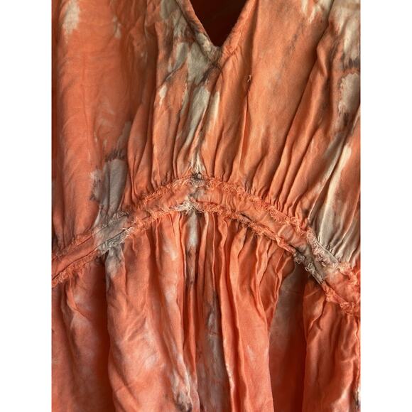 TIARE HAWAII Mini Dress One Size Tie Dye Plunge Neckline Tiered - Picture 6 of 8